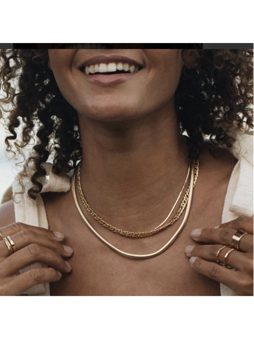 Brook & York Izzy Herringbone Gold Plated Chain Necklace Layering Jewelry - Picture 7 of 8